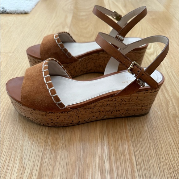 Cole Haan Brown Suede Real Leather Platform Sandals, Size 6 1:2 - Picture 3 of 7